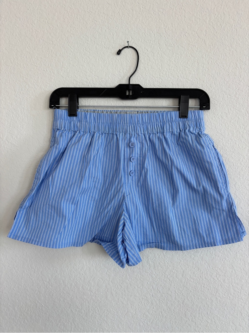 PacSun Light Blue & White Striped High Waist Shorts
